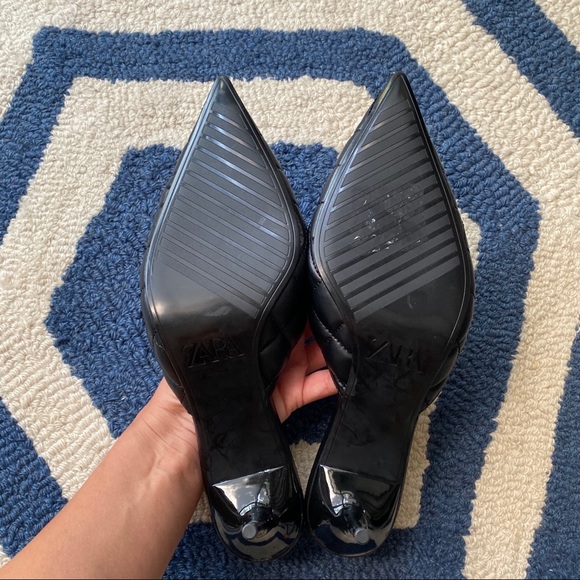 🖤 ZARA QUILTED POINTED TOE OPEN HEEL FAUX LEATHER HEELS! - Picture 8 of 11